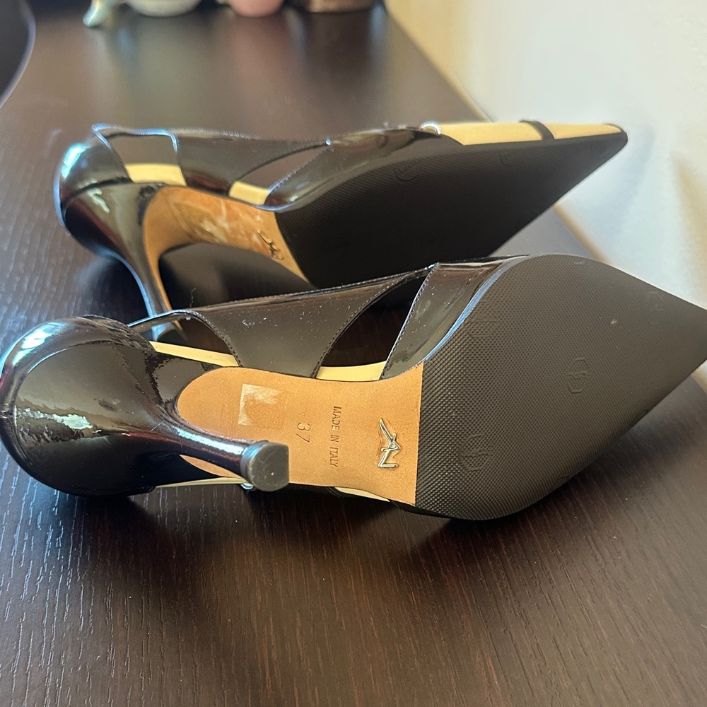 ALEXANDRA NEEL Leather Heels Black Beige Size EUR 37 US 6.5 Brand New Shoes - Picture 6 of 6